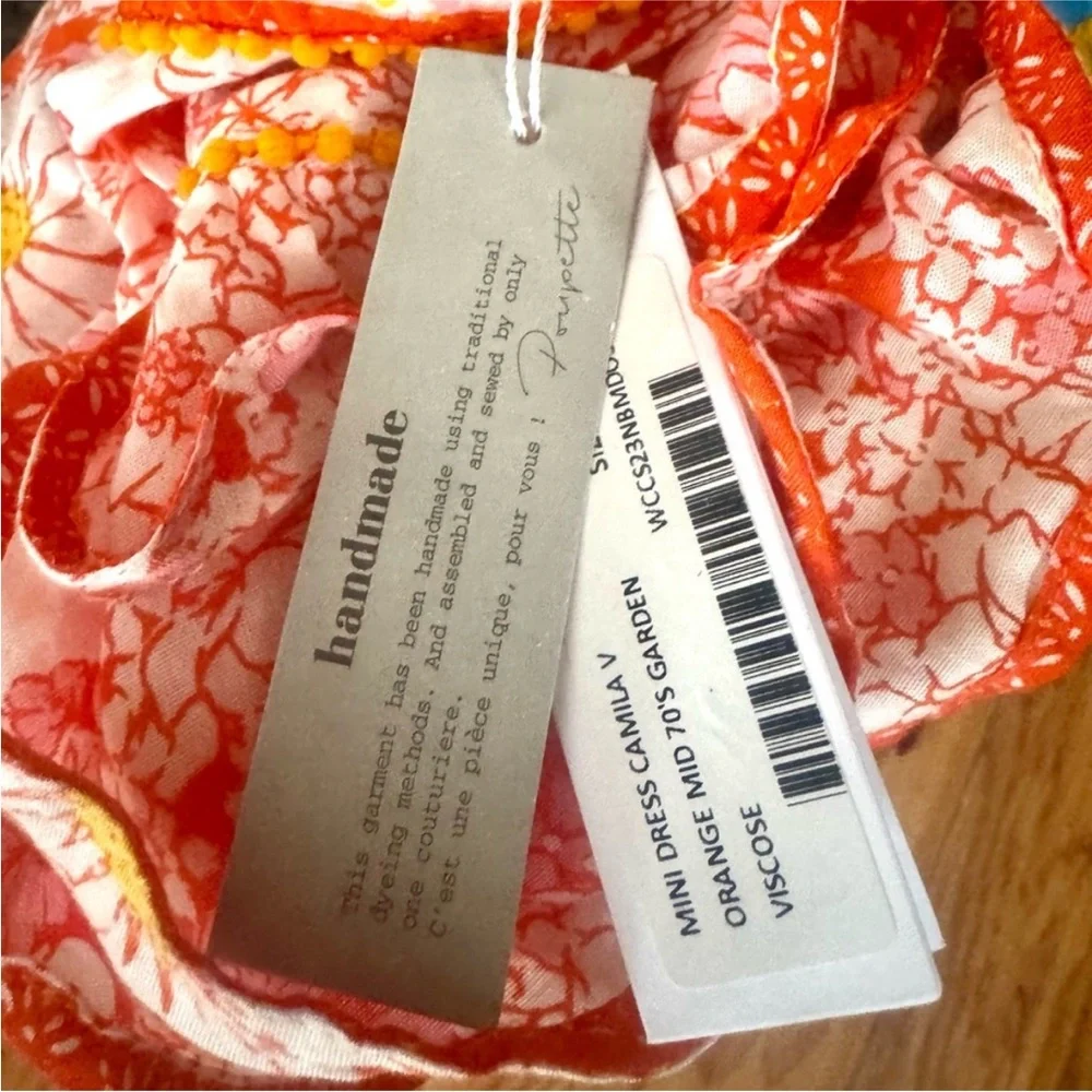 NWT Poupette St Barth Floral Boho Resort Mini Dress Pink Orange Camila - Picture 5 of 8